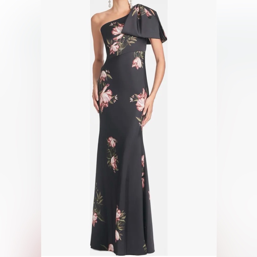 Sachin + Babi Aubrey Floral One Shoulder Satin Crepe Mermaid Gown